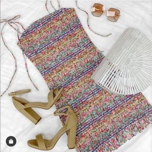 Strappy Colorful Ruched Bodycon Summer Dress